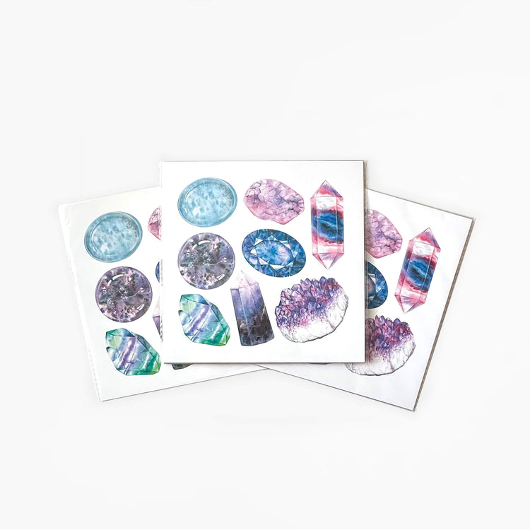 3 third eye Chakra Watercolor Crystal Art Prints on a white background