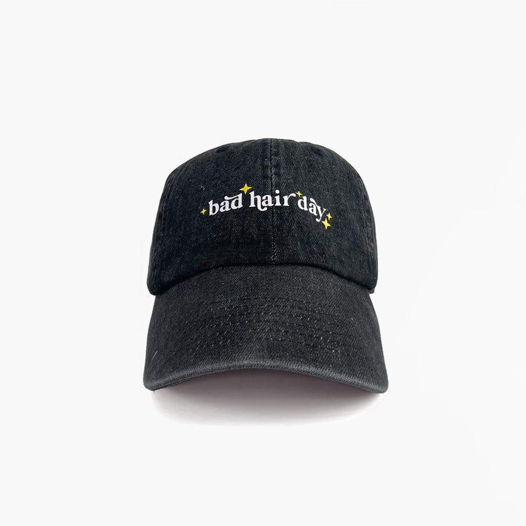Bad Hair Day Adjustable Dad Cap - Black Denim