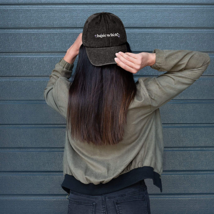 Basic Witch Adjustable Dad Cap - Black Denim