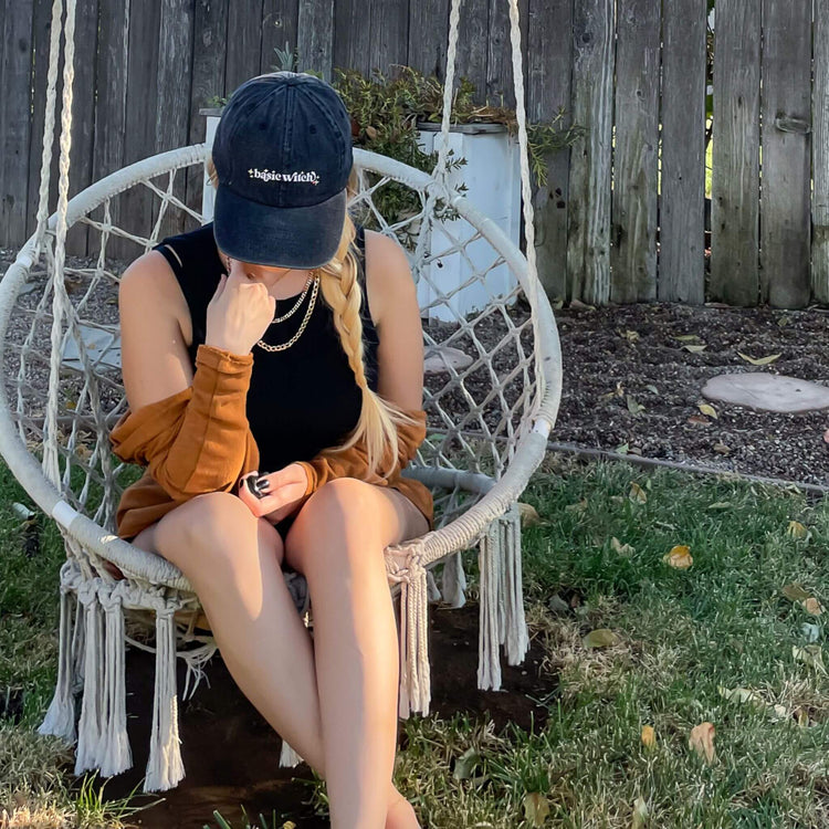 Basic Witch Adjustable Dad Cap - Black Denim