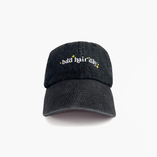 Bad Hair Day Adjustable Dad Cap - Black Denim