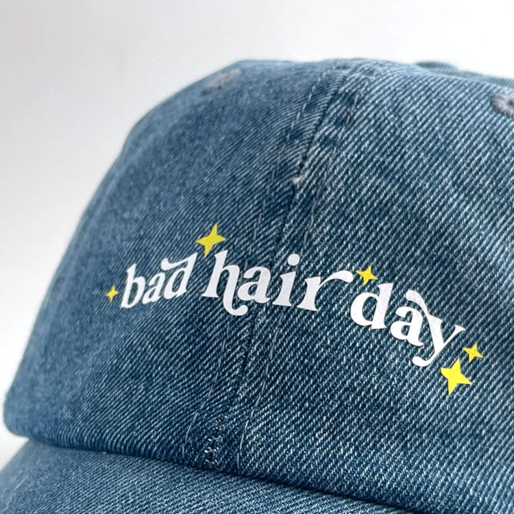 Bad Hair Day Adjustable Dad Cap - Blue Denim
