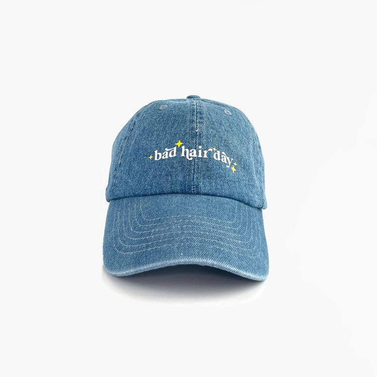 Bad Hair Day Adjustable Dad Cap - Blue Denim