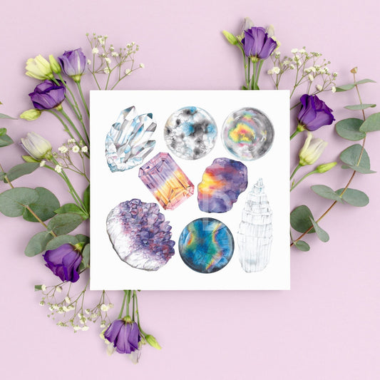Crown Chakra Watercolor Crystal Art Print