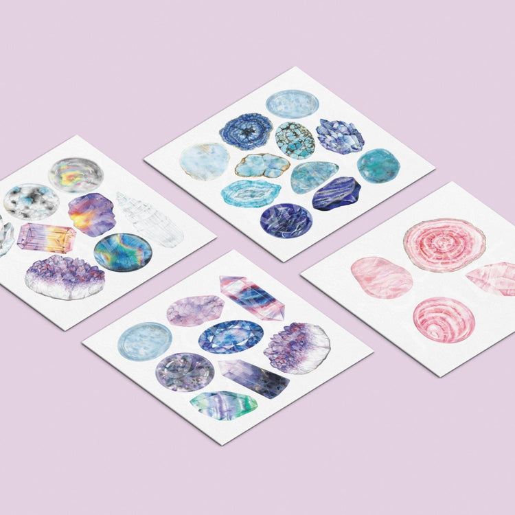 A variety of Chakra Watercolor Crystal Art Print