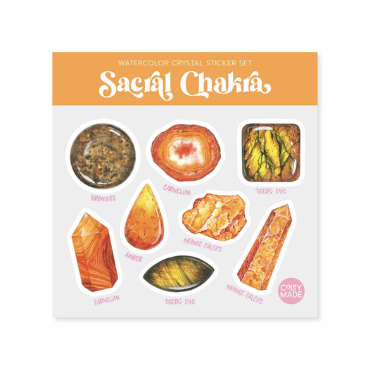 the watercolor crystal sticker set for the sacral chakra