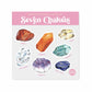the watercolor crystal seven chakras sticker sheet on a white background