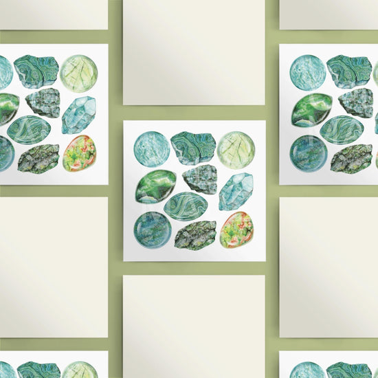 multiple heart Chakra Watercolor Crystal Art Prints