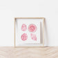 a white wall with a wooden frame holding a picture of the Love stoned Watercolor Crystal Art Print