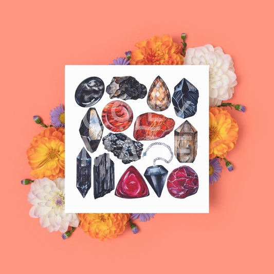 Root Chakra Watercolor Crystal Art Print