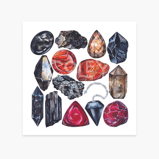 Root Chakra Watercolor Crystal Art Print