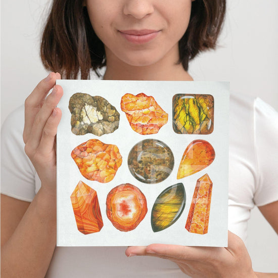 Woman holding sacral Chakra Watercolor Crystal Art Print