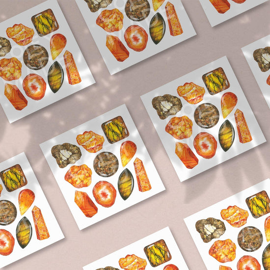 multiple sacral Chakra Watercolor Crystal Art Prints