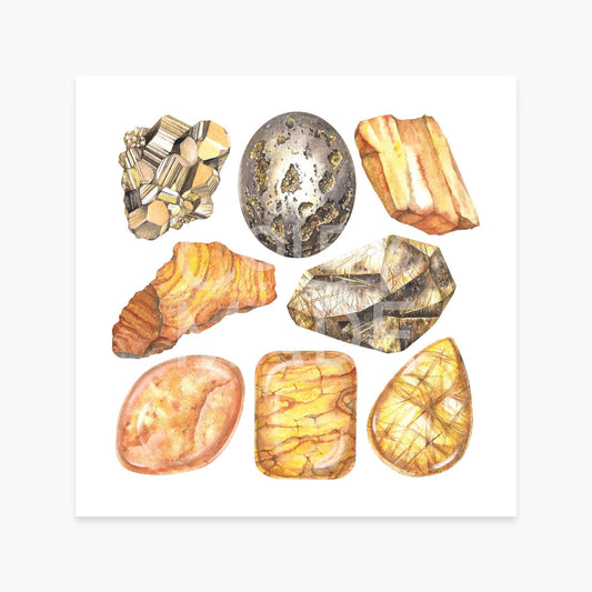 Solar Plexus Chakra Watercolor Crystal Art Print