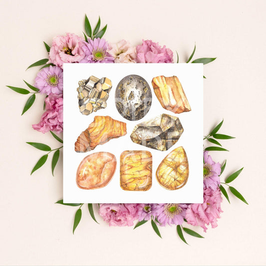 Solar Plexus Chakra Watercolor Crystal Art Print